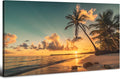 Beach Wall Art Palm Tree Pictures Sunset Coastal Landscape Bathroom Wall Decor by HOME