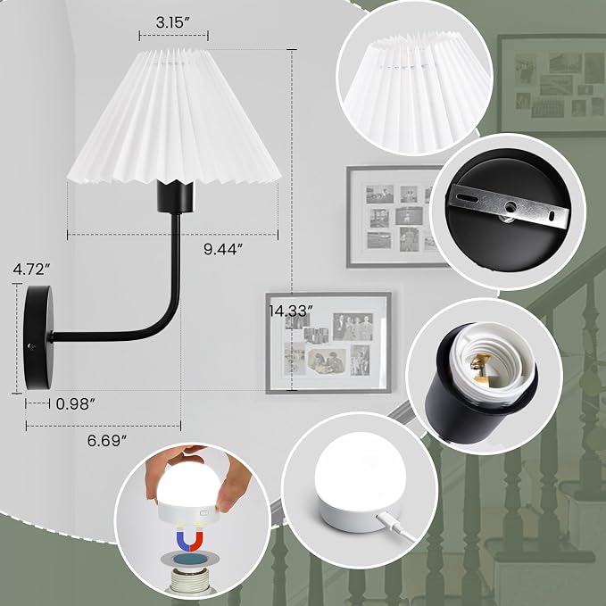 Rechargeable Battery Operated Wall Sconces Sets of 2, 15 Colors Wireless Wall - Image 5