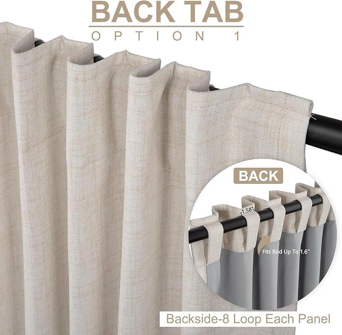 100% Blackout Shield Linen Blackout Sliding Door Curtains - Image 3