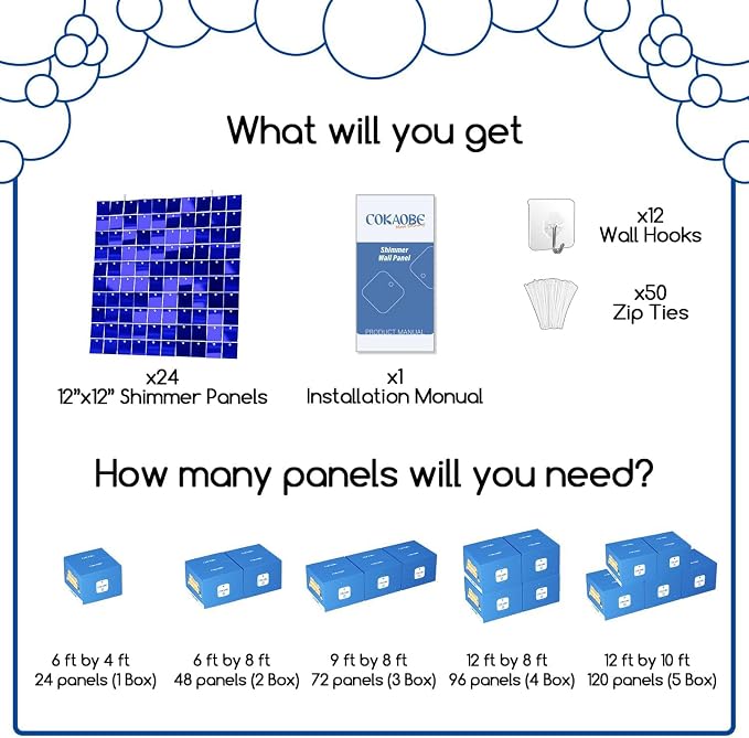 COKAOBE Blue Shimmer Wall Backdrop, Photo Backdrops - Image 2