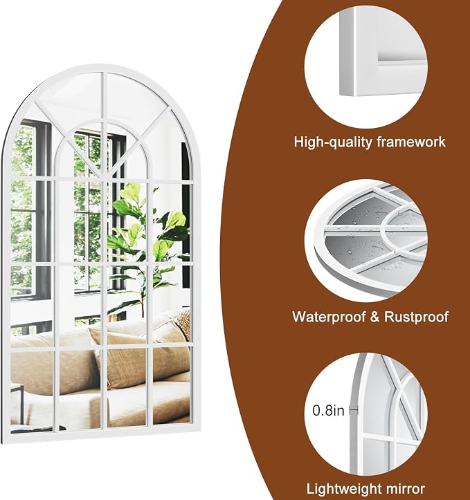 Arch Wall Mirror Mounted Decorative, Arched Window Pane Mirror - Image 7