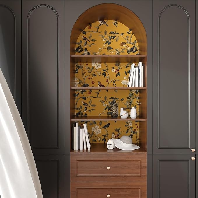 Laatse Vintage Bird Wallpaper 17.5"x393" Yellow Chinoiserie Floral Wallpaper - Image 5