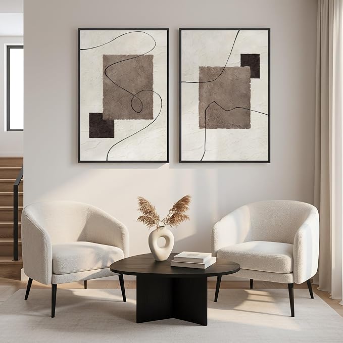 Framed Neutral Abstract Wall Art - Image 3