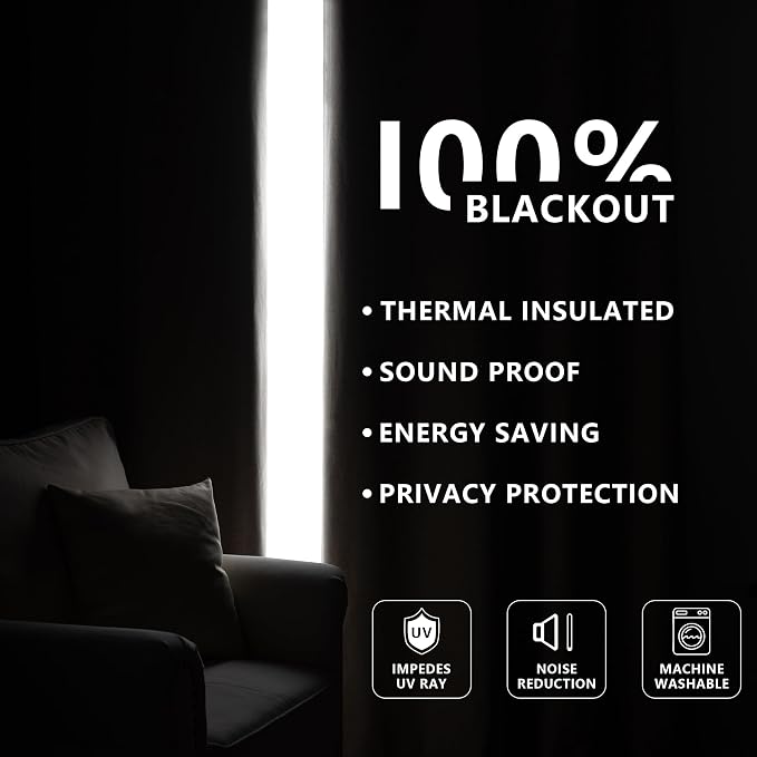 IGEMAEVE 100% Blackout Curtains 96 Inches Long - Image 8