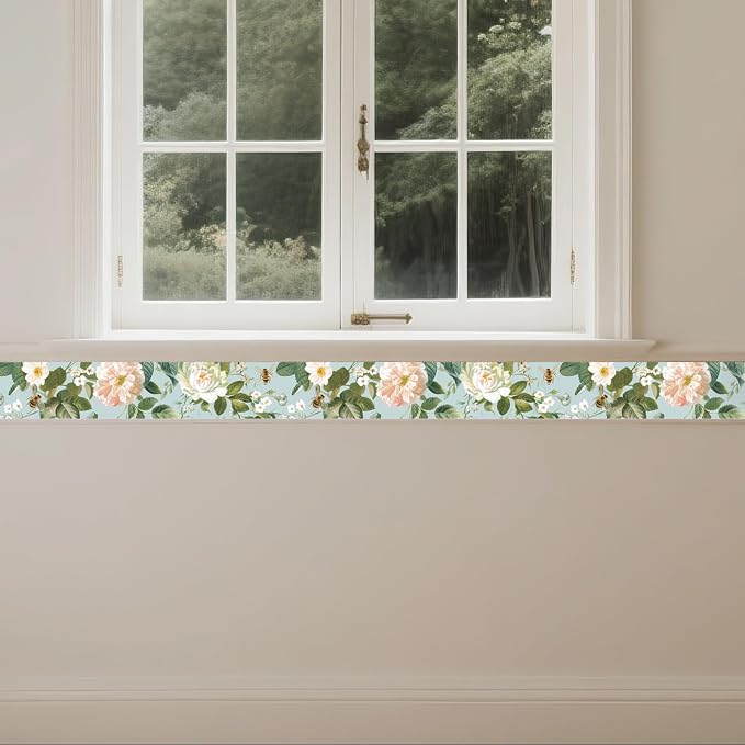 IVN Wallpaper Border Peel and Stick Wall Floral Bee Decorative Wall Trim Self - Image 7