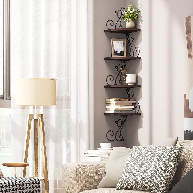 Alsonerbay Corner Shelf Wall Mount, 4 Tier Floating Shelves - Image 5