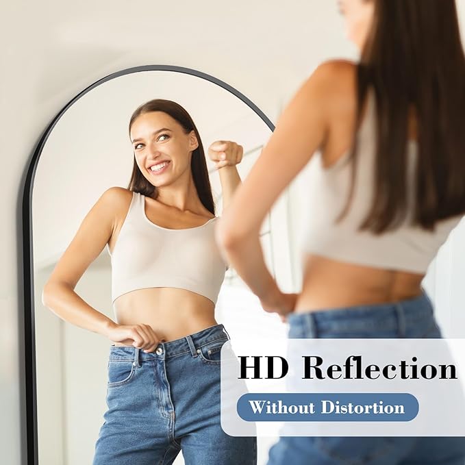 DUMOS Arched Full Length Floor Mirror, Modern Wall Hanging Leaning - Image 2