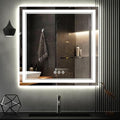 LED Bathroom Mirror, 32x32 Inch Gradient Front and Backlight Lighted Vanity by VanPokins-GlobalHighEndLEDBathroomMirrorBrand