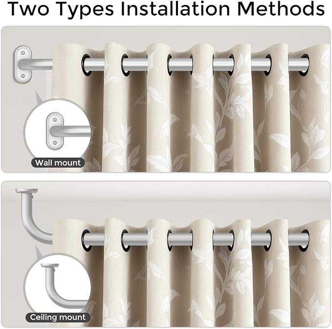 Curtain Rods 32-46 Inch, 1 Inch Adjustable Heavy Duty Room Darkening Window - Image 4