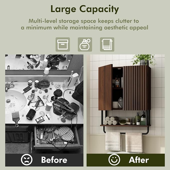 RUSTOWN Fluted Bathroom Wall Cabinet - Image 9