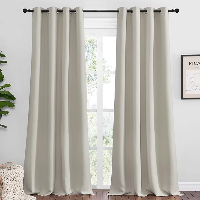 NICETOWN Natural Room Darkening Curtains 108" Long by NICETOWN