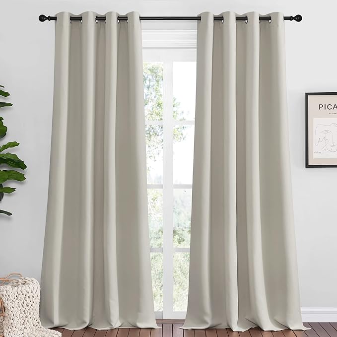 NICETOWN Natural Room Darkening Curtains 90" Long by NICETOWN