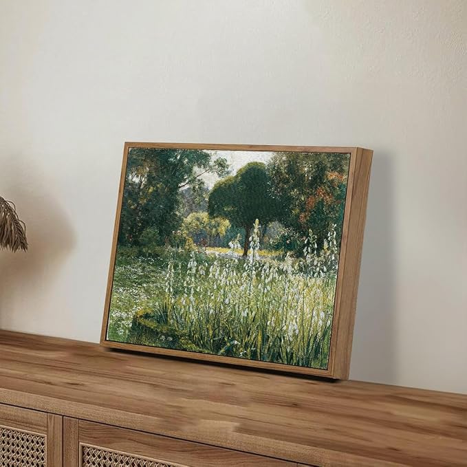 OIQArtOIQ Vintage Framed Wall Art Garden Landscape Canvas Art Prints Rustic - Image 6