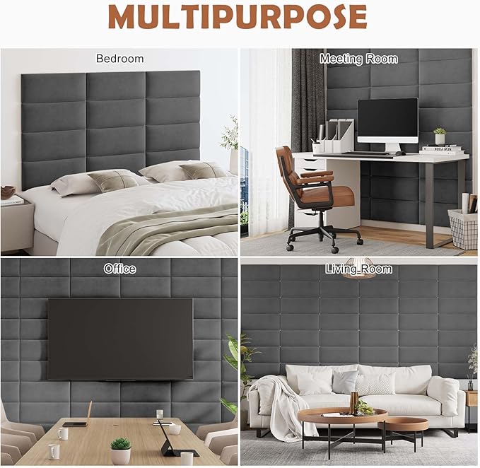 IFNOW Wall Mounted Upholstered Headboard King, 3D Peel and Stick Soundproof - Image 7
