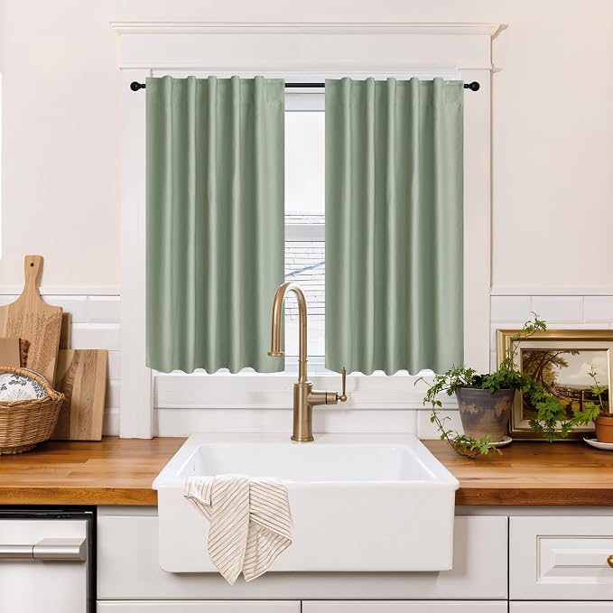 RYB HOME 100% Blackout Basement Curtains 36 inches Long, Heat & UV Blocking by RYBHOME