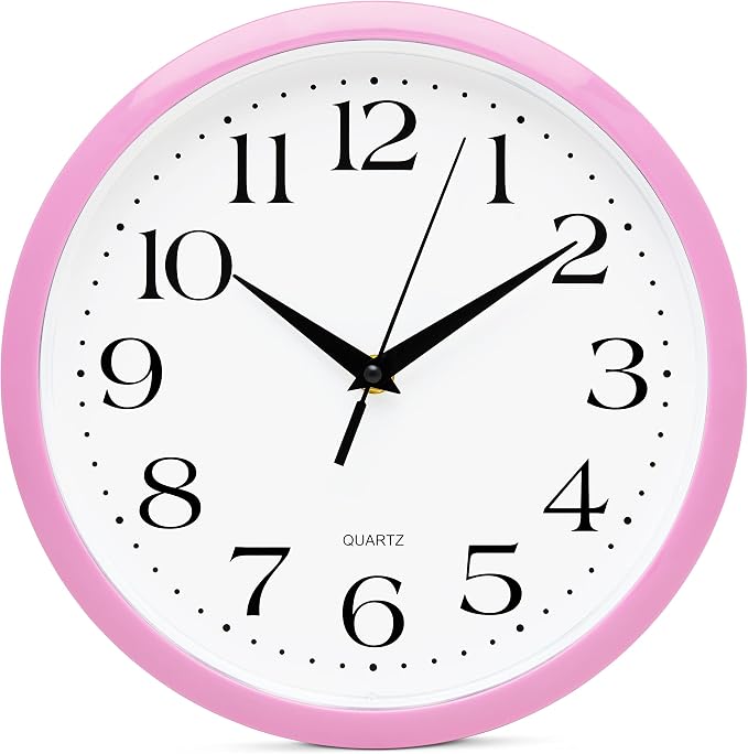 Bernhard Products Light Pink Wall Clock Silent Non Ticking by BernhardProducts