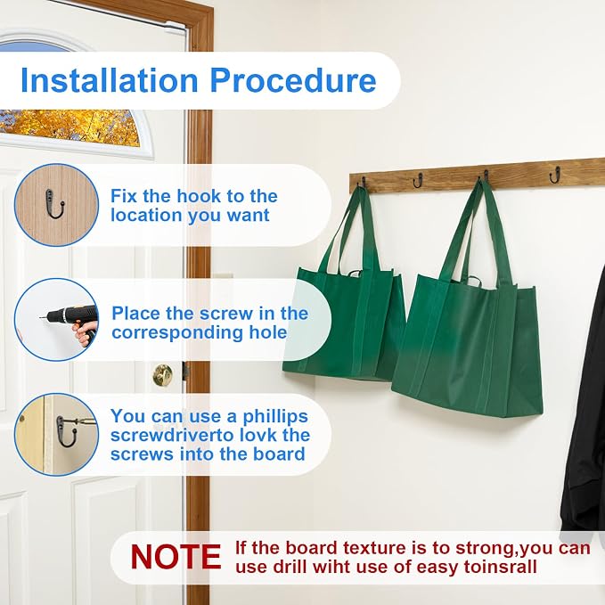 15 Pcs Black Coat Hooks - Image 4