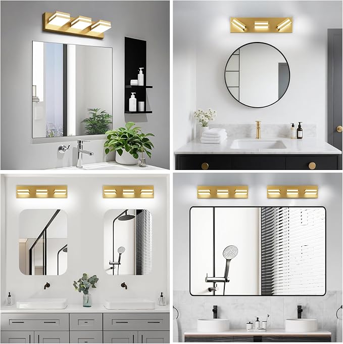 IZORRO LED Modern Bathroom Lights Fixtures, Brushed Glod Acrylic Wall Lighting - Image 8