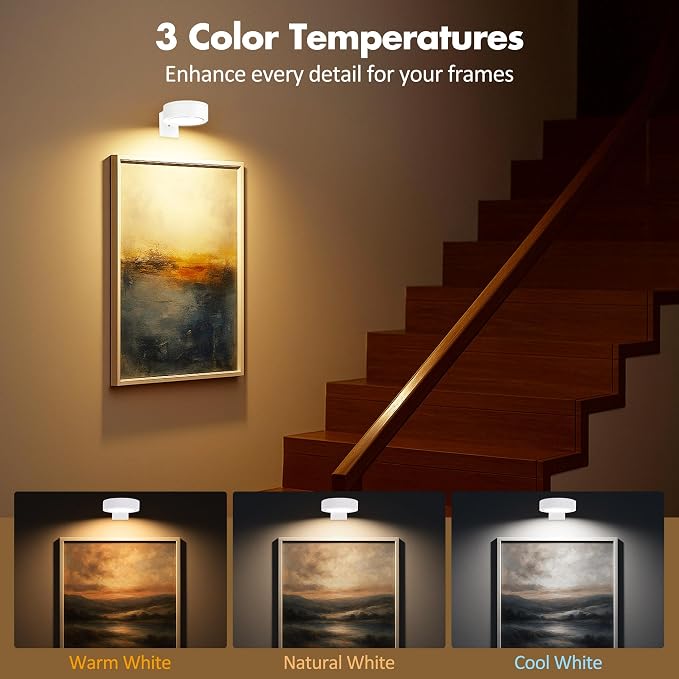 3Pcs Picture Light Battery Operated, Wireless Led Painting Light - Image 3