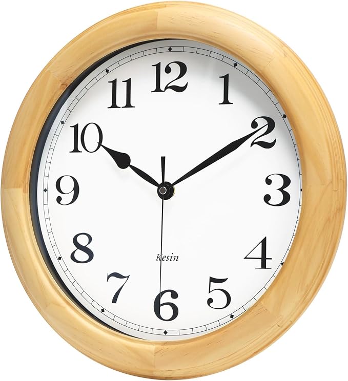 Kesin Wooden Wall Clocks 14 Inch Silent Wall Clock Large Decorative Battery by Kesin