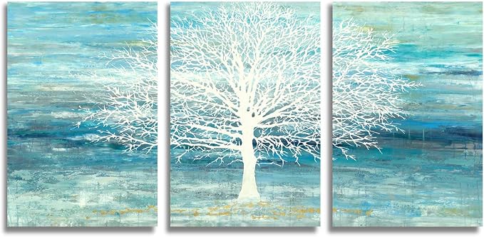Yihui Arts Teal and Blue Canvas Wall Art - Image 3