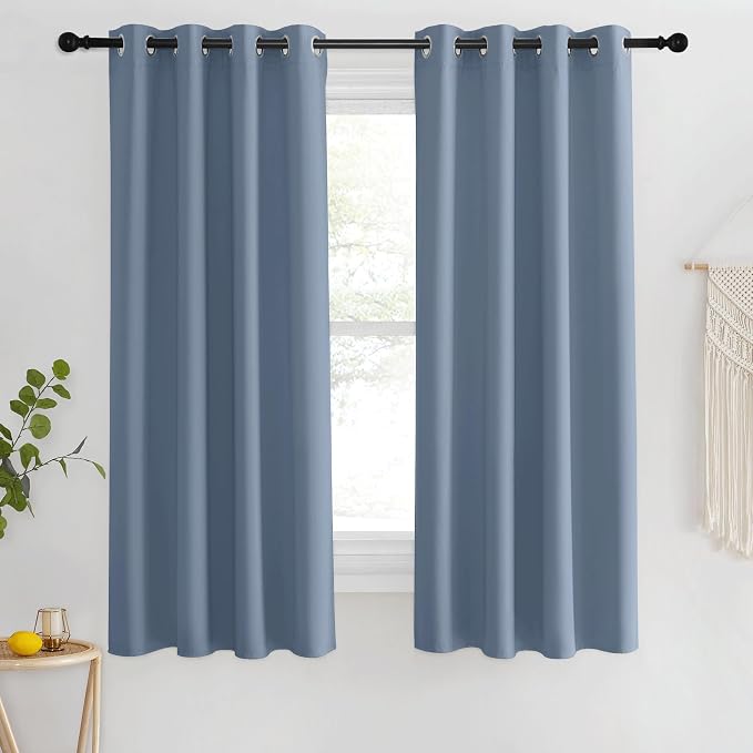 NICETOWN Blackout Stone Blue Curtains 63 inch Length by NICETOWN