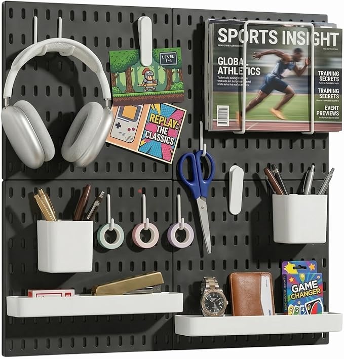 Keepo Peg Board Wall Organizer – Plastic Pegboard Panels, Modular Peg Board by Keepo