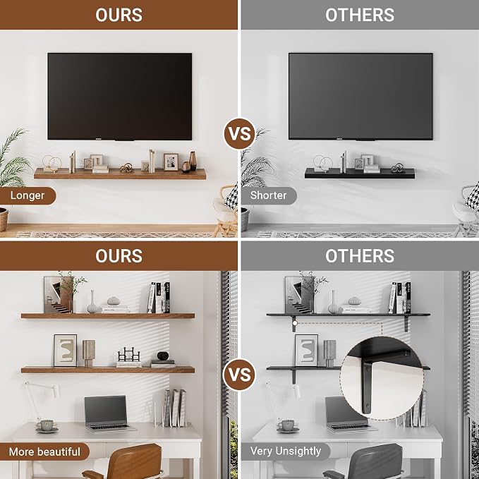 Heimlove Floating Shelves for Wall 36 Inches Long, 9.3" Deep Walnut Floating - Image 4