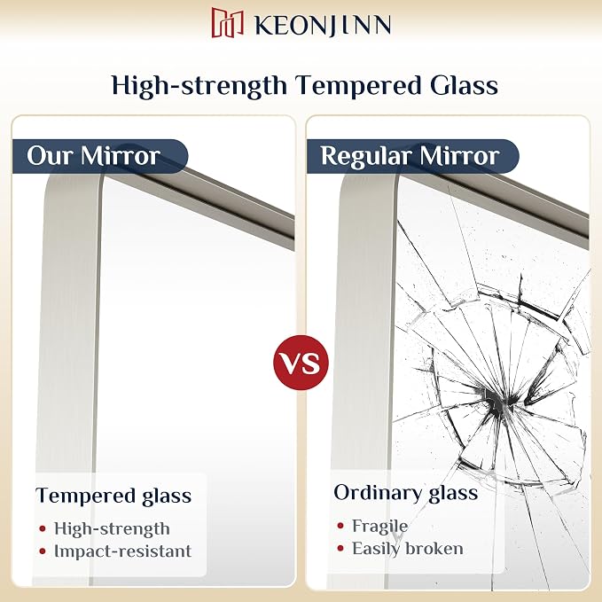 Keonjinn 32 x 36 Inch Brushed Nickel Bathroom Mirrors - Image 5
