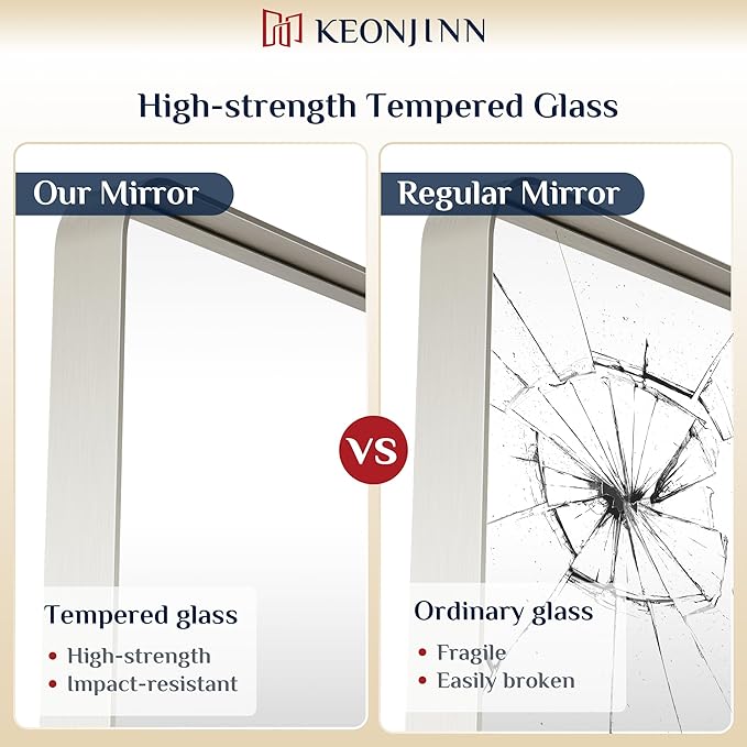 Keonjinn 28 x 36 Inch Brushed Nickel Bathroom Mirrors - Image 4