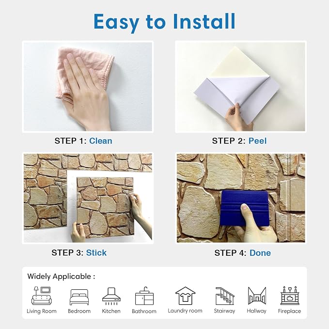COMSTICKC 3D Faux Stone Wall Panel Peel and Stick Wall Covering, Ultra-Light - Image 9