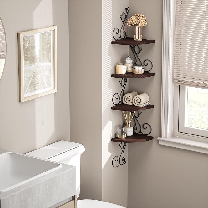Alsonerbay Corner Shelf Wall Mount, 4 Tier Floating Shelves - Image 6