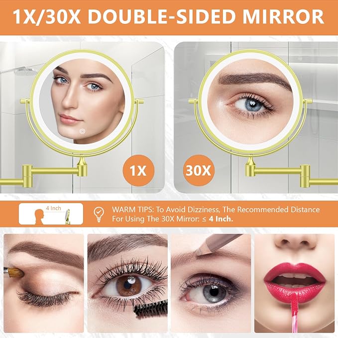 Auxmir 1X/30X Wall Mounted Makeup Mirror - Image 2