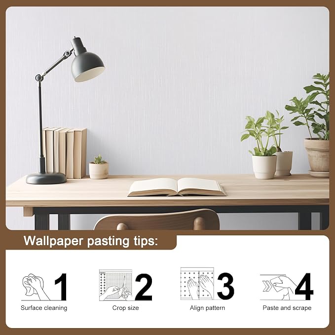 Grasscloth Peel and Stick Wallpaper White Gold Wallpaper 15.7"x 196" Thick - Image 8