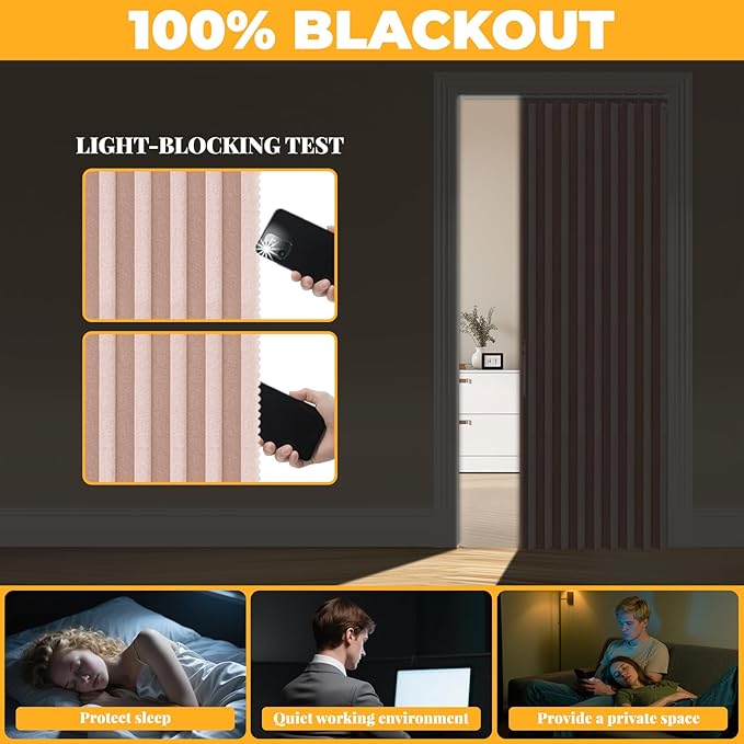 AJAZZ 100% Blackout Magnetic Door Curtain Accordion Doors Interior Closet Door - Image 3