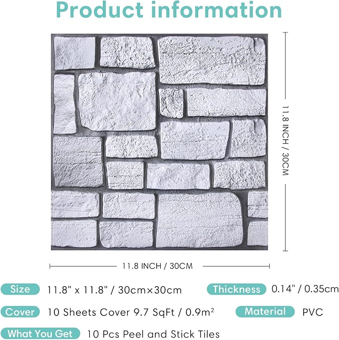 Commomy 3D Faux Stone Wall Panel Peel and Stick Wall Tiles - Image 7