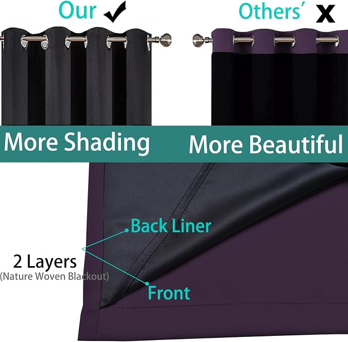 Yakamok 100% Blackout Lined Panels, Thermal Insulated Blackout Curtains - Image 5