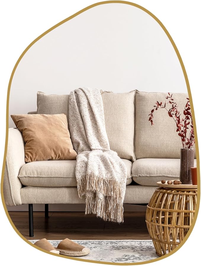 PERFNIQUE Irregular Wall Mirror Asymmetrical Mirror, Decorative Modern Wall by PERFNIQUE