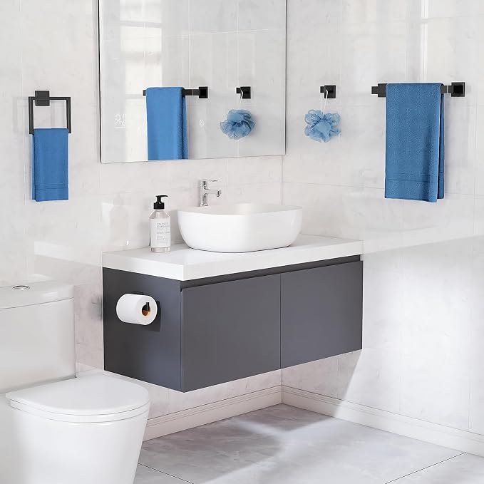 Gypie Bathroom Accessories Set 10-Piece Stainless Steel Modern Wall Mount Towel - Image 7