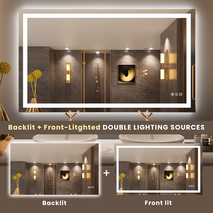 LOAAO 50"X30" LED Bathroom Mirror - Image 5