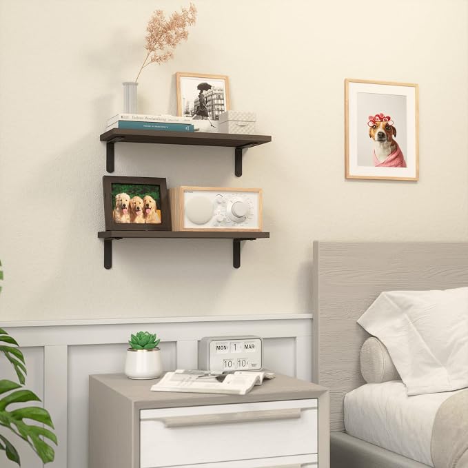 RICHER HOUSE Floating Shelves for Décor, Rustic Wood Wall Shelves for Bedroom - Image 5