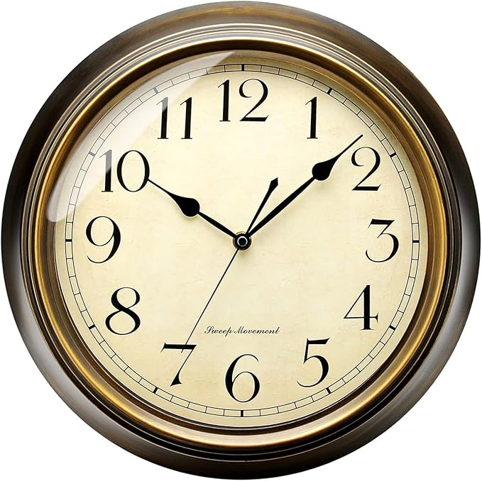 Plumeet Metal Wall Clock, Arabic Numerals, Battery Operated by Plumeet