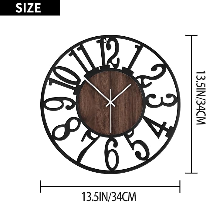 1st owned Wall Clock for Living Room -13" Silent Non Ticking, Battery Operated - Image 3