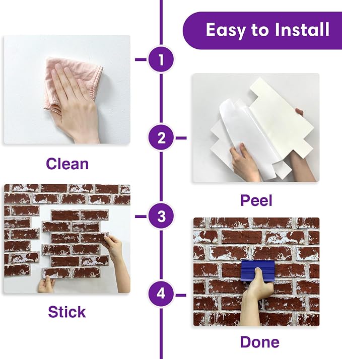 3D Faux Brick Wall Panels Peel and Stick, Small Brick-Look Textured Wall Sticker - Image 6