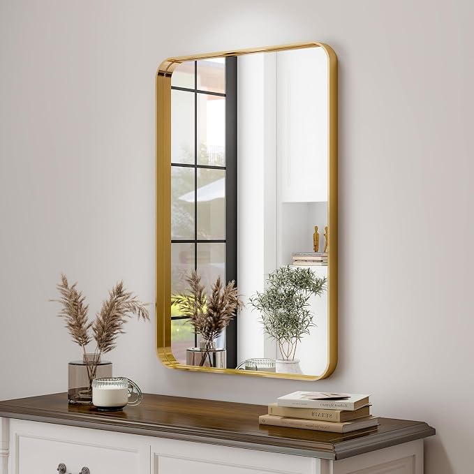 Easly 30 x 22 Inch Gold Bathroom Mirror - Image 8