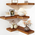 Fixwal Corner Floating Shelves for Wall Mounted Natural Solid Wood 16"x11.4" by Fixwal