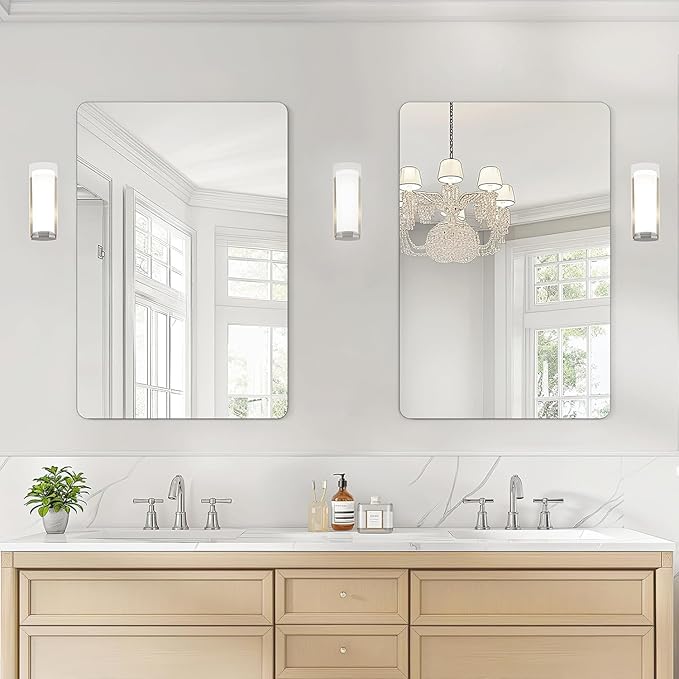 USHOWER 2-Pack Frameless Bathroom Mirror 20X30 Inch, Rectangle Wall Vanity by USHOWER