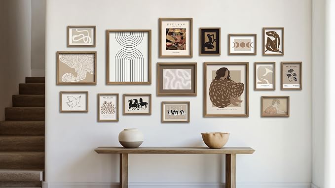 ANERZA 16 PCS Boho Eclectic Wall Art Decor, Abstract Gallery Wall Collage Kit - Image 6