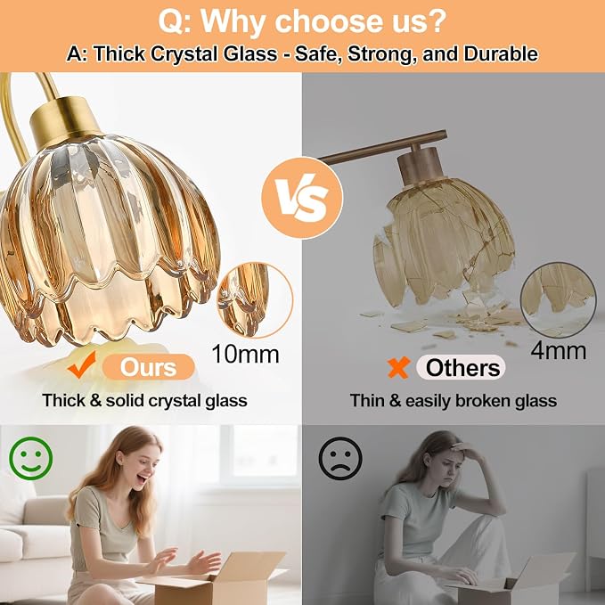 2-Pack Brushed Gold Bathroom Vanity Light, Single-Head Wall Sconce - Image 5