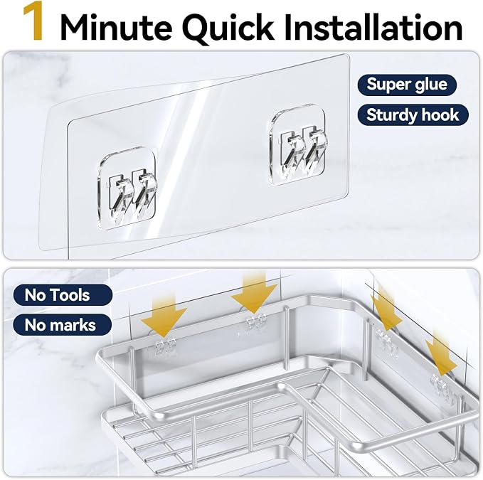 YASONIC Corner Shower Caddy Organizer, Large Capacity Shower Storage Rack - Image 5